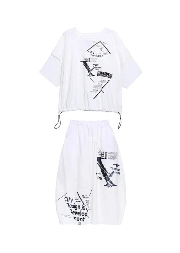New Style Summer T-shirt Top and Skirt Two Piece Set