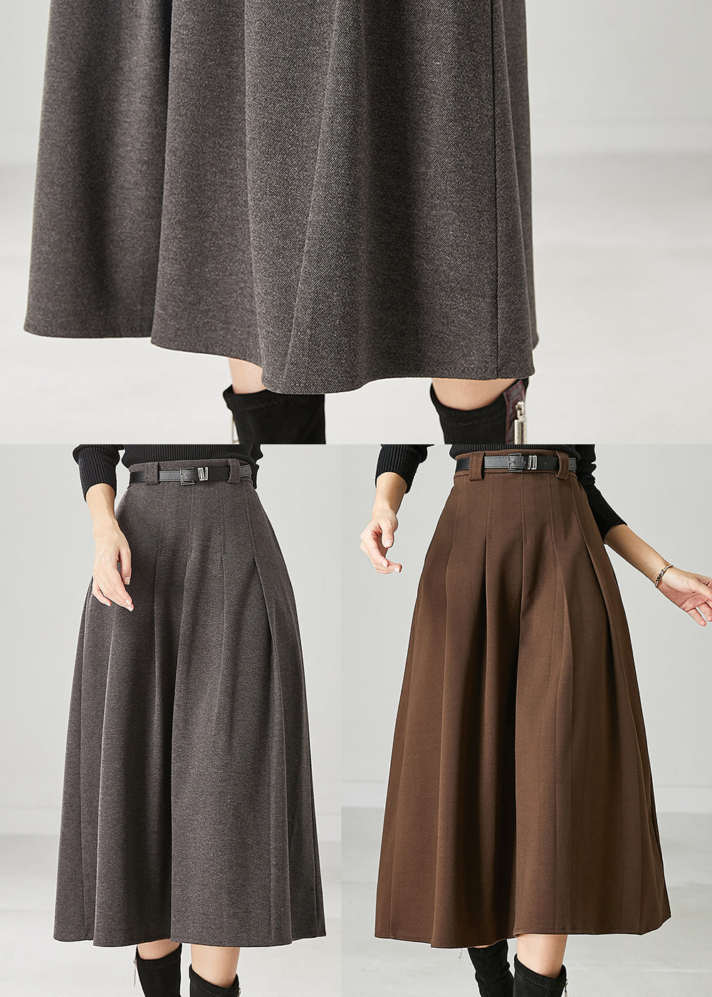Khaki Cotton a Line Skirts Exra Large Hem Spring