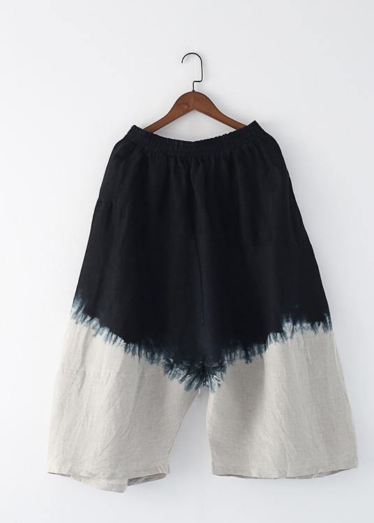 New Retro National Style Skirt Pants Red Gradient Loose Large Size Cotton and Linen Pants