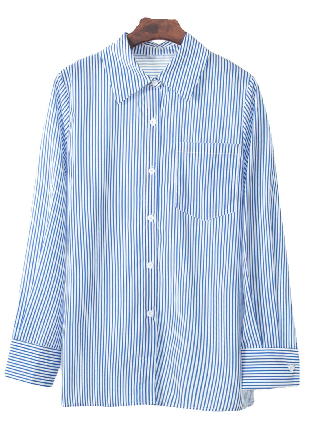 Italian Blue Peter Pan Collar Striped Cotton Shirts Top Fall