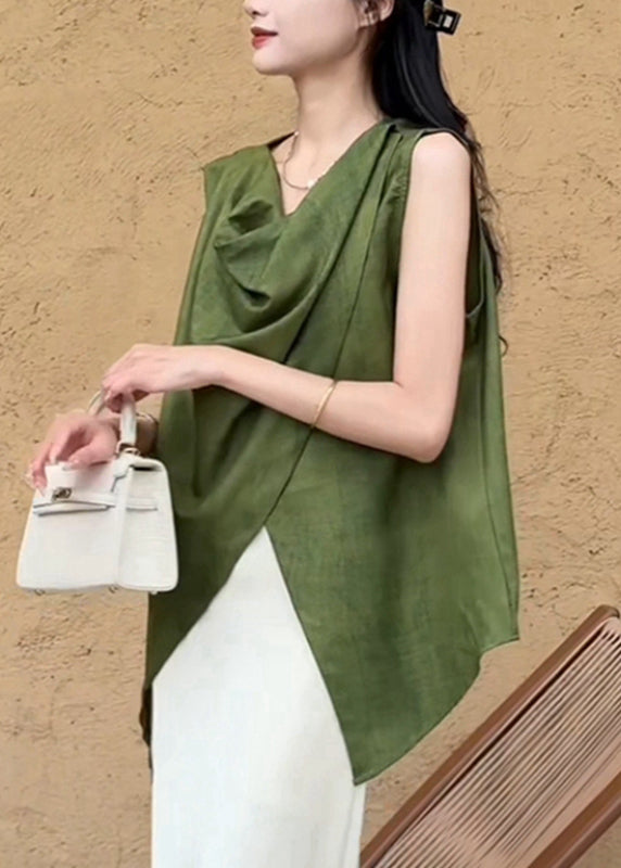 Natural Green Asymmetrical Shirt Summer