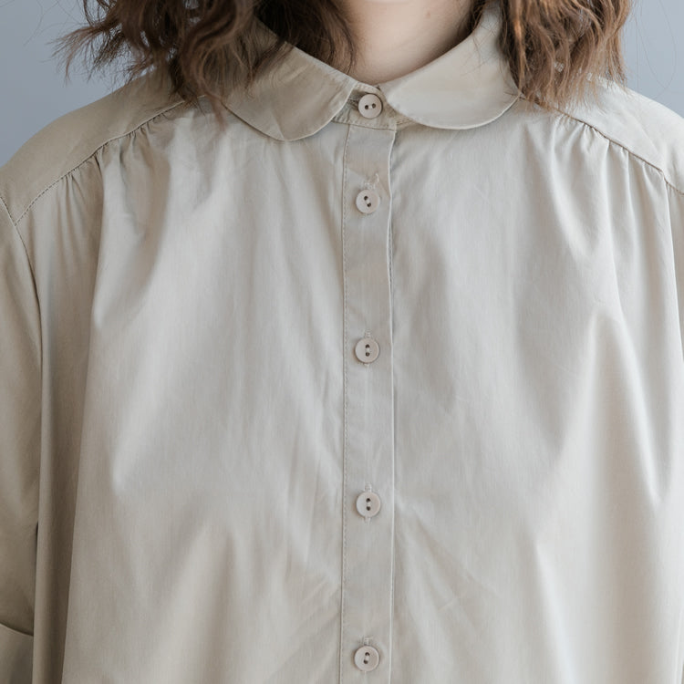 Baggy White Cotton Blended Dress Oversize Dress Short Sleeve Pockets Turn-down Collar Baggy Dresses Cotton Blended Clothing Dresses