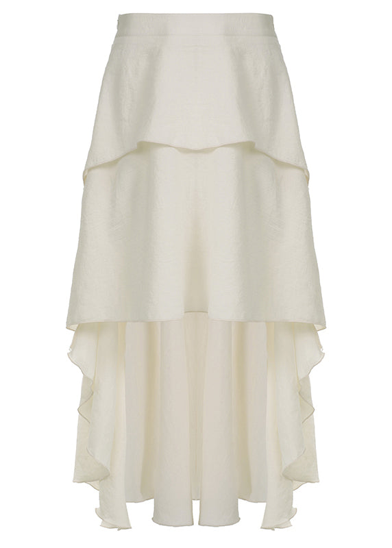 Beige Asymmetrical High Waist Patchwork Cotton Skirts Summer
