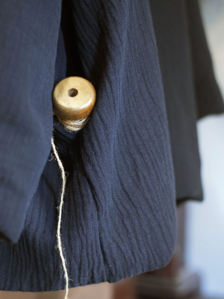 Winter Chinese Style Drawstring Linen Cotton Coat