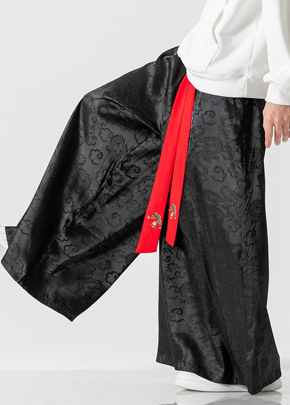 Retro Style Loose Royal Blue Wide Leg Skirt Pants for Summer
