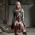 Halloween Blood Rose Women's Knit Hooded Sweater Dress artswardrobe