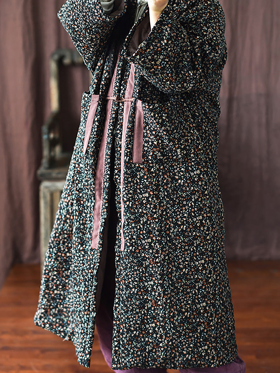 Winter Warm Pocket Print Coat