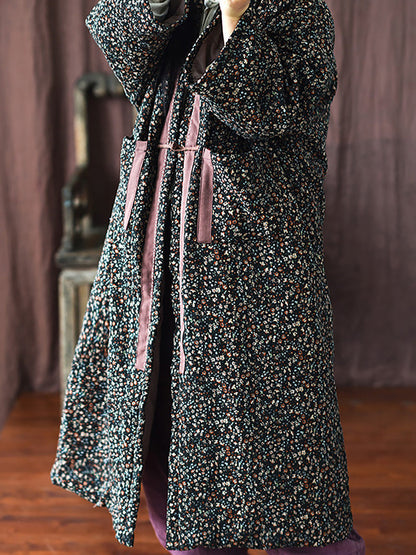Winter Warm Pocket Print Coat