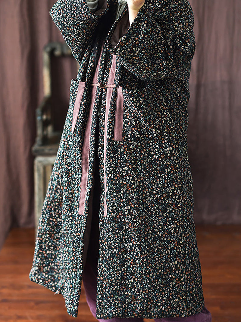 Winter Warm Pocket Print Coat