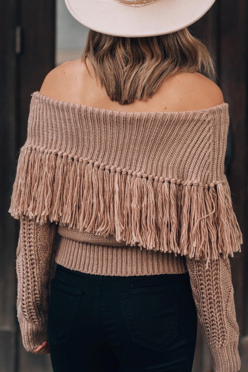 One-shoulder Fringed Sweater