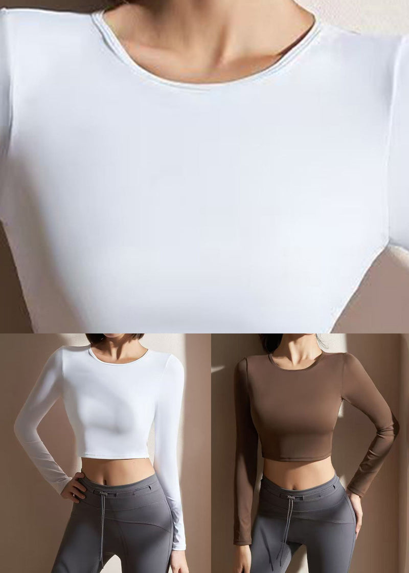Coffee Hollow Out Backless Crop Top