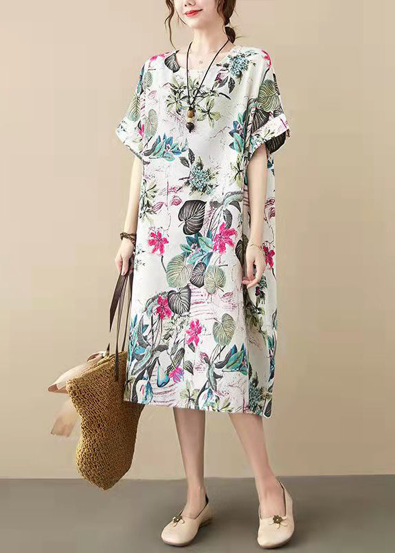 Cotton Dresses Clothing Shirt Dress Big Pockets Short Sleeve Cotton Clothing Dress
