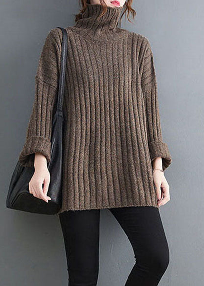 Diy Chocolate Turtle Neck Thick Knit Sweaters Winter