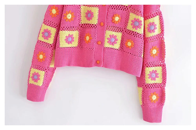 New Flower Crochet Sweater Cardigan Jacket 7250