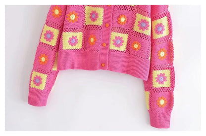 New Flower Crochet Sweater Cardigan Jacket 7250