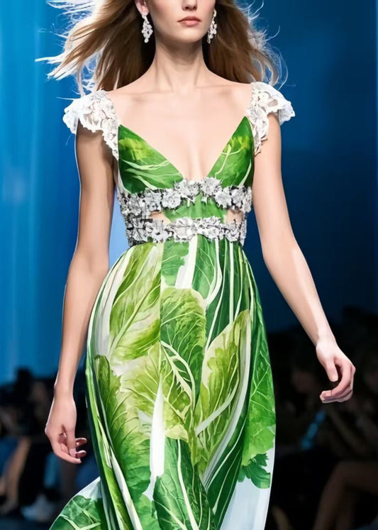 Chinese Cabbage Print Chiffon Vestidos Dress Summer