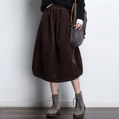 Cozy Autumn Winter a Word Corduroy Skirt