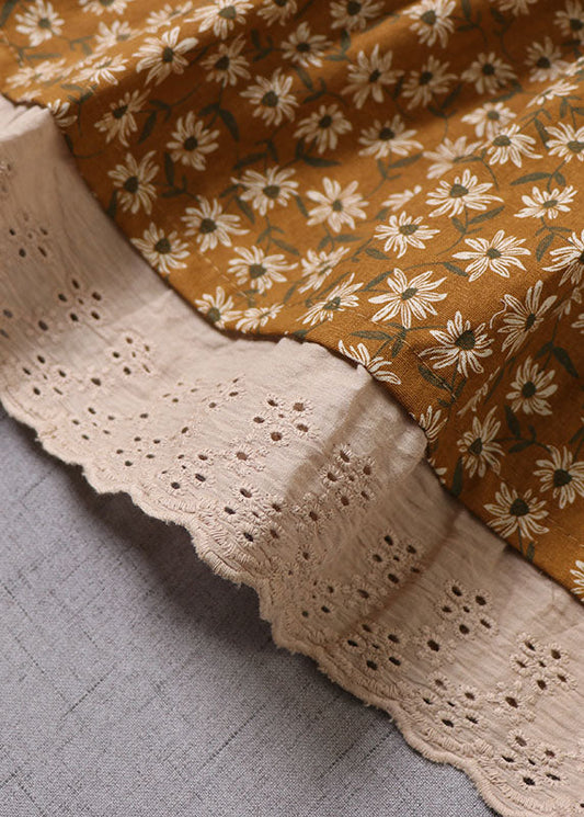 Unique Yellow Patchwork Print Skirt Winter