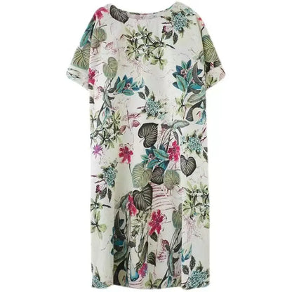 Cotton Dresses Clothing Shirt Dress Big Pockets Short Sleeve Cotton Clothing Dress