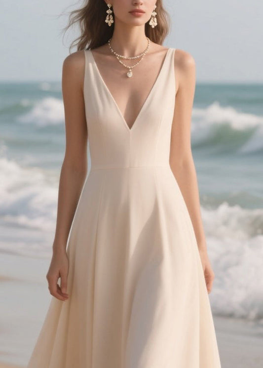 Beige Patchwork Lace Exra Large Hem Cami Dresses Summer