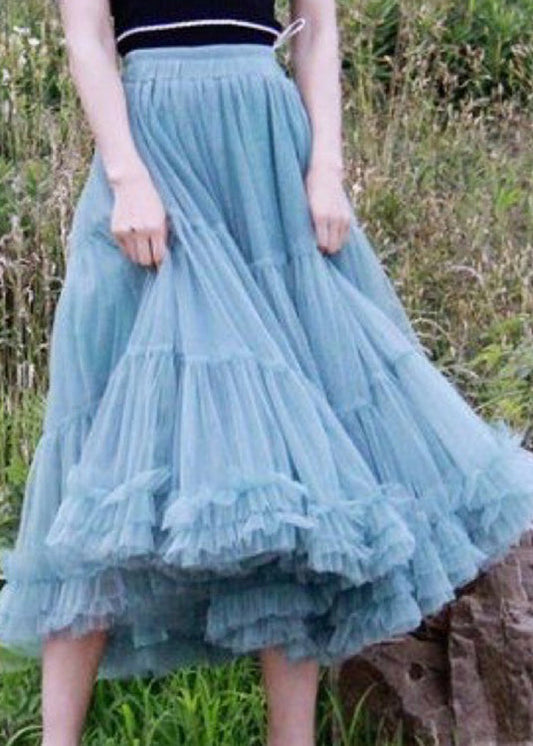 Blue Patchwork Circle Pleated Dress Fall Skirt