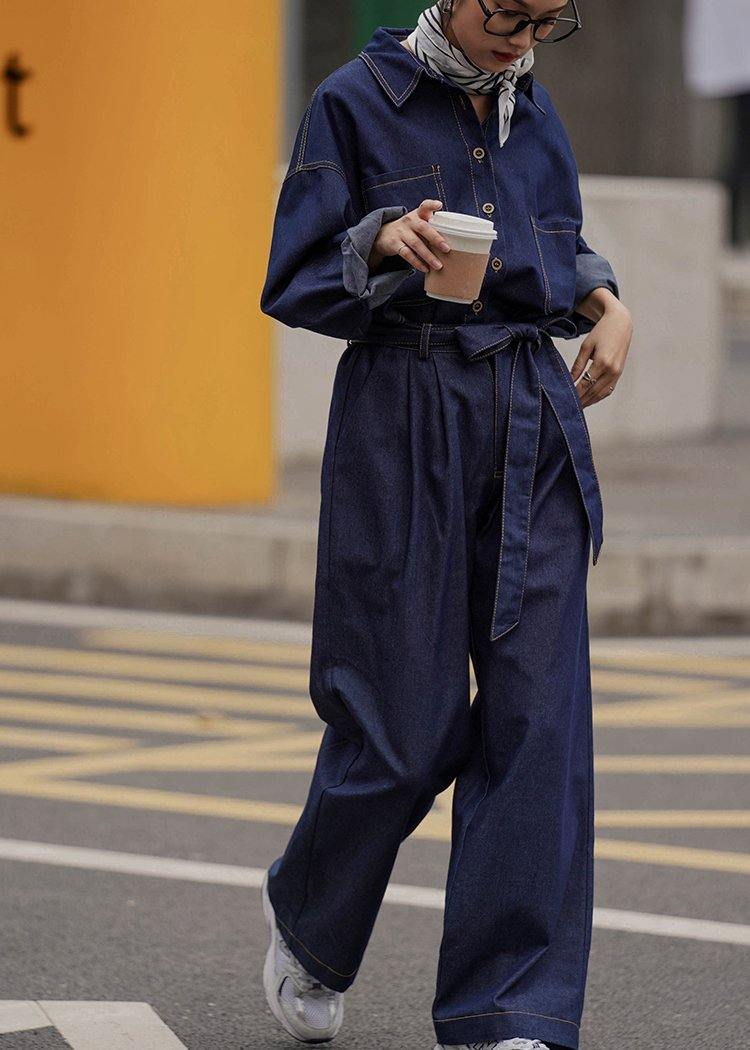 ' Fashionable Denim Jacket High Waistband Jeans 2-piece Set