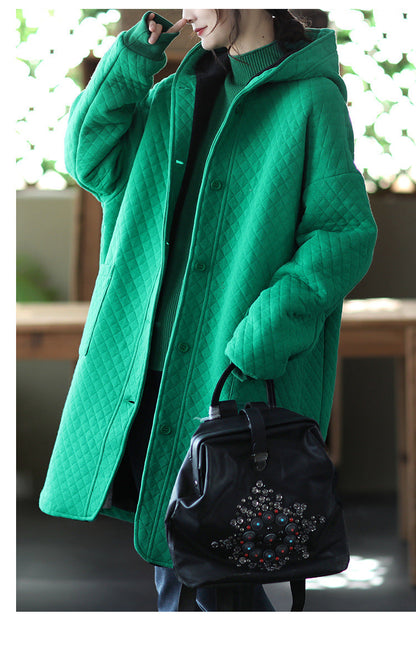 Fleece Retro Art Loose Long Sleeve Hooded Jacket