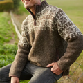 Men's Vintage Jacquard Iceland Half Zip Collar Sweater elevenforest
