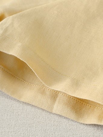 Pure Color Crew Neck Short Sleeve Buttoned Linen Tee Top
