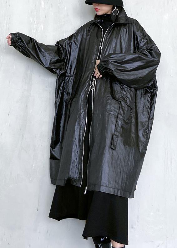 Classy Black Clothes Wardrobes Lapel Pockets Fall Coats