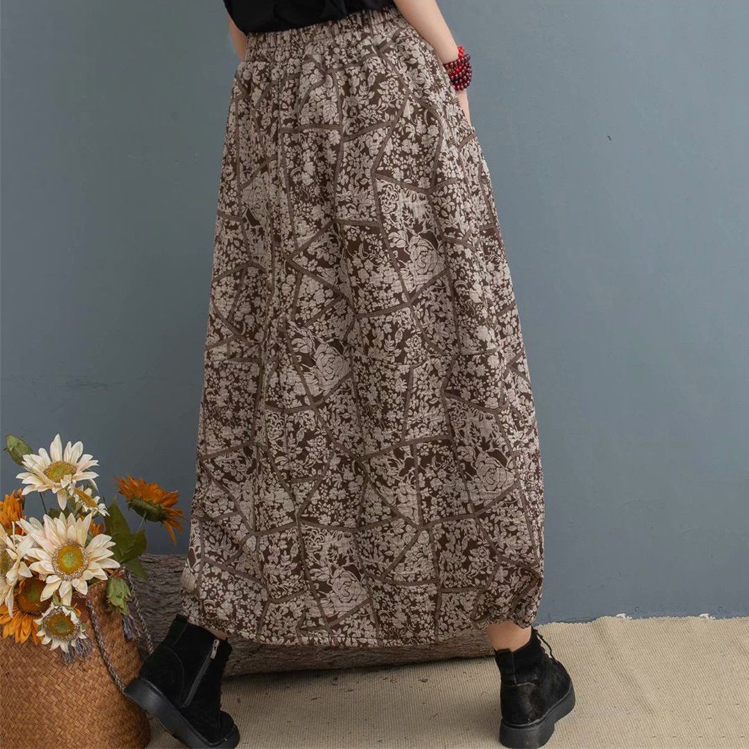 Printed Elastic Waist Skirt