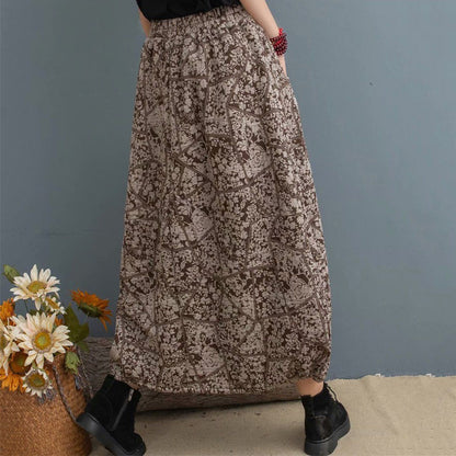 Printed Elastic Waist Skirt