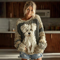 Vintage Yarn Dog Felt Art Inspired Embroidered Cozy Knit Sweater elevenforest
