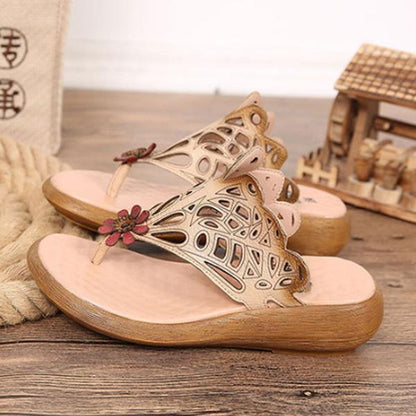 Leather Shoes Beige Portable Slippers