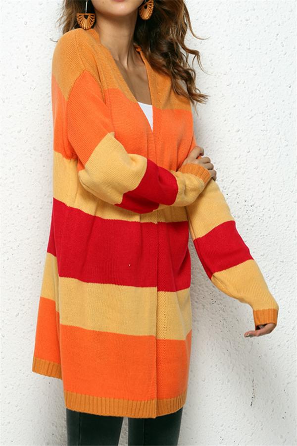 Harvest Season Striped Knit Cardigan