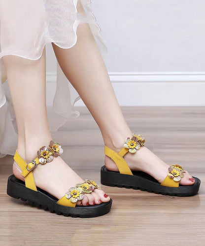Yellow Sandals Platform Faux Leather Splicing