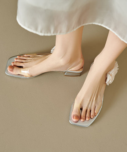 Silver Splicing Stylish Chunky Sandals Peep Toe