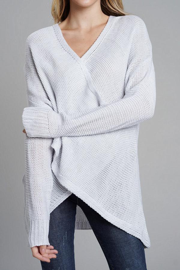 V Neck Front Cross Weekend Sweater - Red