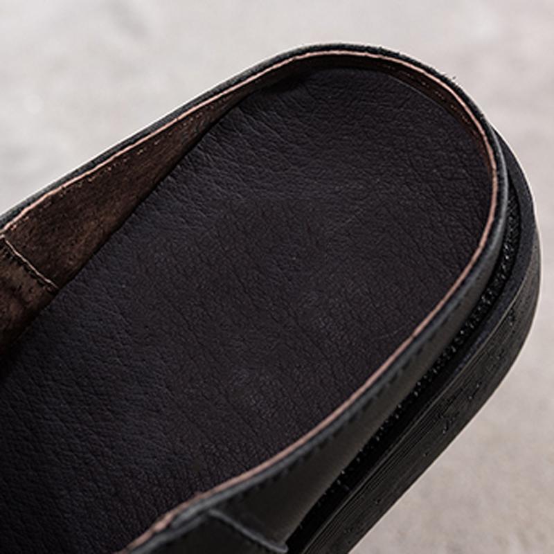 Sewing Platform Leather Slippers