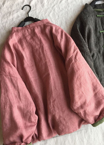 Pink Oriental Button Fine Cotton Filled Coat Spring