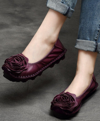 Handmade Splicing Flats Red Cowhide Leather Penny Loafers