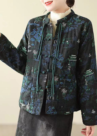 Pink Tasseled Embroideried Pockets Fine Cotton Filled Jacket Winter