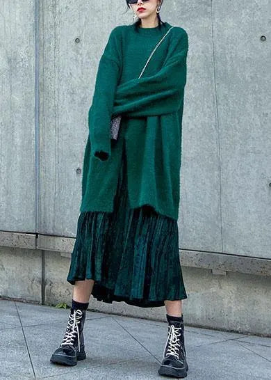 Spring Sweater Mid-length Velvet Skirt Pleated Skirt Two-piece