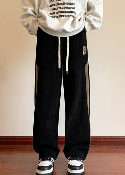New Khaki Pockets Patchwork Warm Fleece Pants Spring
