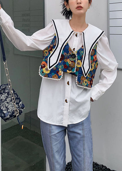 Fine Colorblock Jacquard Nail Bead Patchwork Cotton Vest Spring