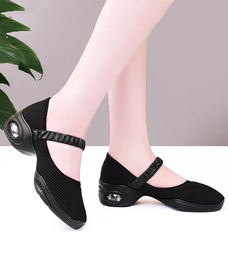 Splicing Chunky Shoes Black Breathable Mesh