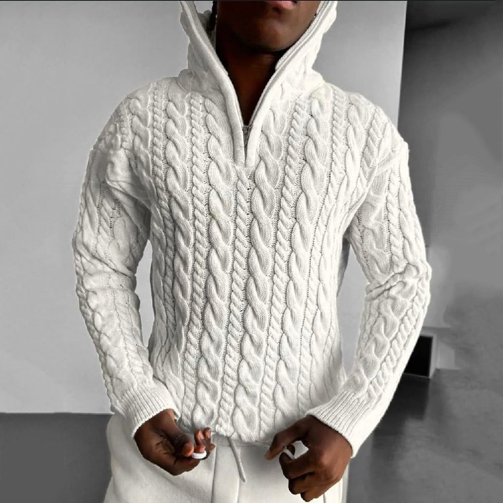 Men's Vingate Thick Needle Jacquard Zippered Turtleneck Sweater artswardrobe