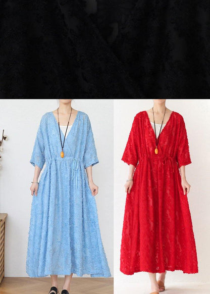 Blue Chiffon Cinched Holiday Dress in Spring Summer