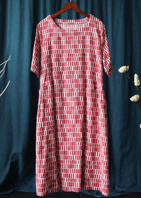 O Neck Summer Clothes Sewing Black Plaid Dresses
