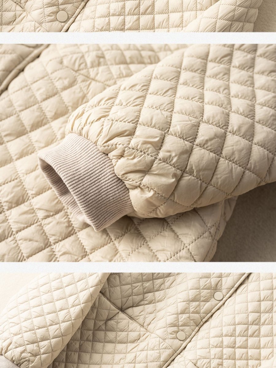 Loose Diamond Plaid Color 100% Natural Fabric Coat